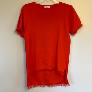 THML- size small, high/low, raw/fringe hem